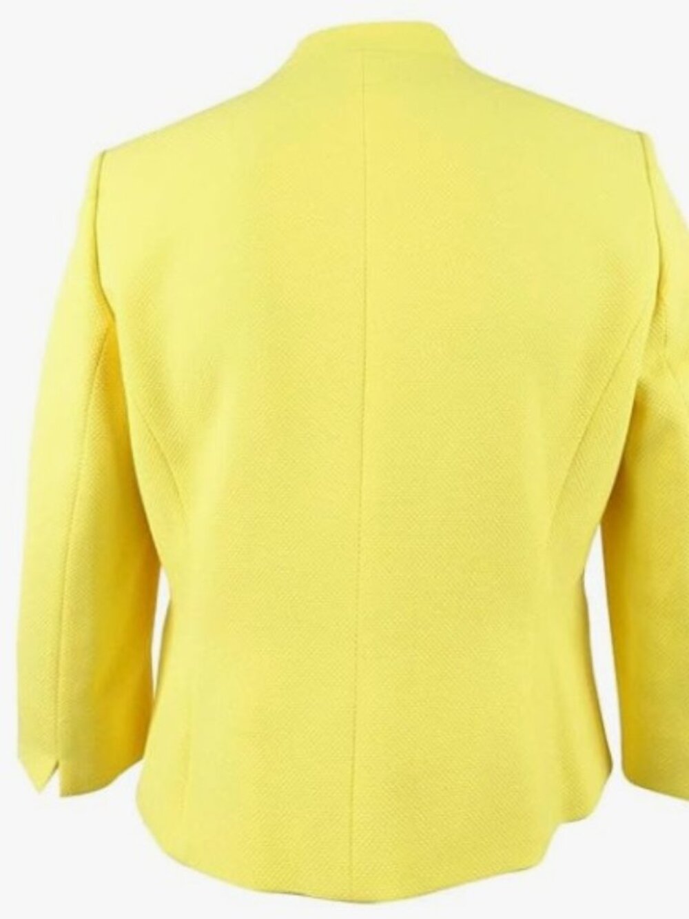 Kasper Daffodil Yellow Knit Flyaway Blazer Size 12 Zip Pocket Jacket